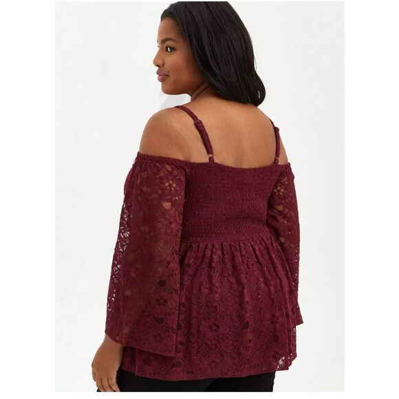 Torrid size 2 2xl xxl shifted/ stretch/ smocked peplum babydoll top shirt nwt - Picture 2 of 6